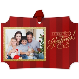 Personalized Metal Ornament - Modern Corners with Christmas Confection Greetings design
