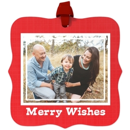 Personalized Metal Ornament - Fancy Bracket with Framed Merry Wishes design