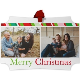 Personalized Metal Ornament - Modern Corners with Merry Christmas Collage design