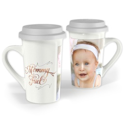 Premium Grande Photo Mug with Lid, 16oz with Mommy Fuel design