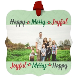 Personalized Metal Ornament - Fancy Bracket with Holiday Words design