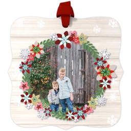 Personalized Metal Ornament - Fancy Bracket with Winter Wreath design