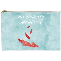 6x8 Accessory Pouch with Grateful Heart Watercolor design