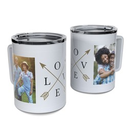 Personalized Coffee Travel Mugs with Arrow Love design