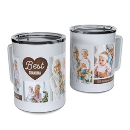 Personalized Coffee Travel Mugs with Best Grandma Heart design