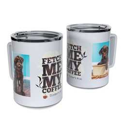 Personalized Coffee Travel Mugs with Fetch design