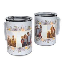 Personalized Coffee Travel Mugs with Watercolor Frame design