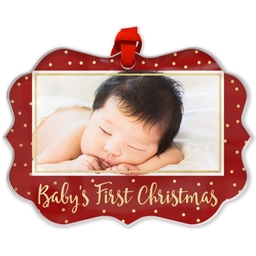Scalloped Acrylic Ornament with Baby's First design