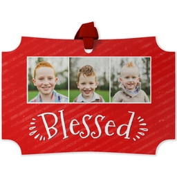 Personalized Metal Ornament - Modern Corners with Blessed design