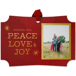 Personalized Metal Ornament - Modern Corners with Peace Love Joy design