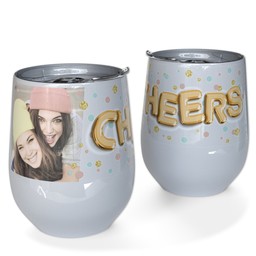 Personalized Wine Tumbler with CHEERS design