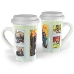 Thumbnail for Premium Grande Photo Mug with Lid, 16oz with Blue Green Scallops design 1