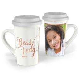 Thumbnail for Premium Grande Photo Mug with Lid, 16oz with Boss Lady design 1
