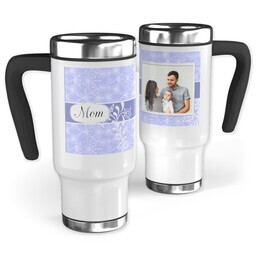 14oz Stainless Steel Travel Photo Mug with Floral Purple design