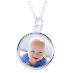 Thumbnail for Sterling Silver Plated Round Necklace with Full Photo design 2