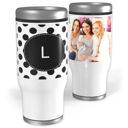 Stainless Steel Tumbler, 14oz with Custom Color Monogram Dots design