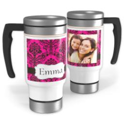 Thumbnail for 14oz Stainless Steel Travel Photo Mug with Brocade Pink design 1