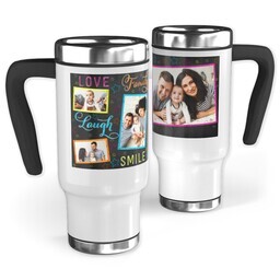 14oz Stainless Steel Travel Photo Mug with Colorful Family Chalkboard design