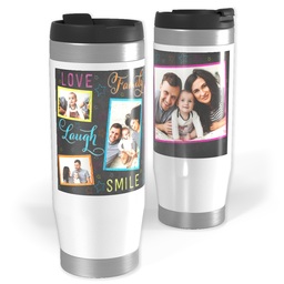 14oz Personalized Travel Tumbler with Colorful Family Chalkboard design