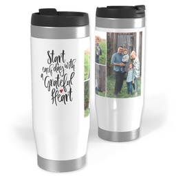 14oz Personalized Travel Tumbler with Grateful Heart design