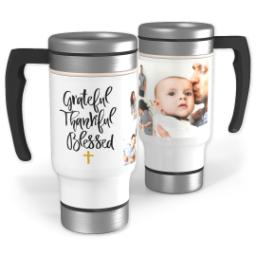 Thumbnail for 14oz Stainless Steel Travel Photo Mug with Grateful Thankful Blessed Cross design 1