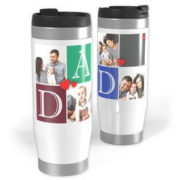14oz Personalized Travel Tumbler with Heart Blocks Dad design
