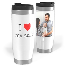 14oz Personalized Travel Tumbler with I Heart My Aunt design