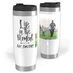 14oz Personalized Travel Tumbler with Live In The Moment design