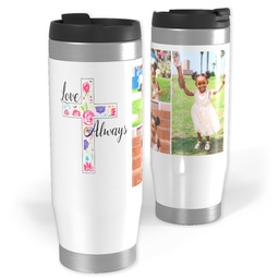 14oz Personalized Travel Tumbler with Love Always Cross design