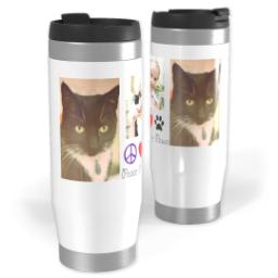 Thumbnail for 14oz Personalized Travel Tumbler with Peace Love Paws design 1
