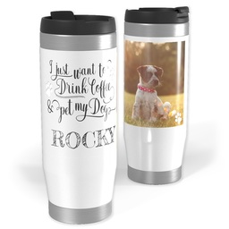 14oz Personalized Travel Tumbler with Pet My Dog design