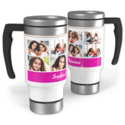 Thumbnail for 14oz Stainless Steel Travel Photo Mug with Pink Bar design 1