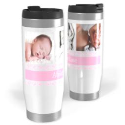 Thumbnail for 14oz Personalized Travel Tumbler with Sweet Pink Damask design 1
