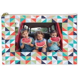 6x8 Accessory Pouch with Bright Triangle Tiles design