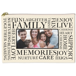 6x8 Accessory Pouch with Family Word Art design