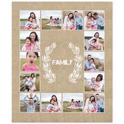 50x60 Fleece Blanket with Burlap Laurel Family design