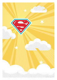 5x7 Greeting Card, Glossy, Blank Envelope with Above and Beyond - Superman design