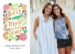 5x7 Greeting Card, Glossy, Blank Envelope with Best Mom Flower Frame design