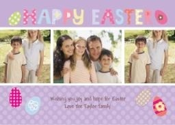 5x7 Greeting Card, Glossy, Blank Envelope with Pretty Purple Happy Easter design