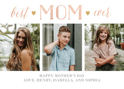 5x7 Greeting Card, Glossy, Blank Envelope with Best Mom Ever Stripes design