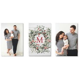 3 Piece Multi-Piece Canvas (24" x 52") with Holiday Wreath design
