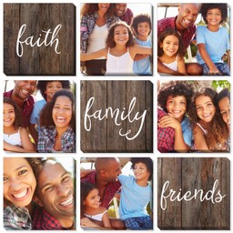 9 Piece Multi-Piece Canvas (31" x 31") with Nine Photo Burst: Faith, Family & Friends design