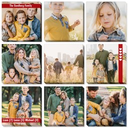 9 Piece Multi-Piece Canvas (31" x 31") with Nine Photo Burst: Red Ribbons design