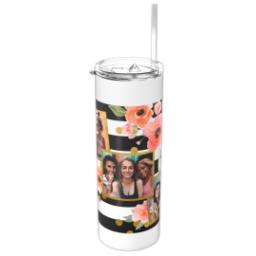 Thumbnail for Personalized Tumbler with Straw with Bold Floral Stripes design 1
