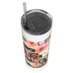 Thumbnail for Personalized Tumbler with Straw with Bold Floral Stripes design 4