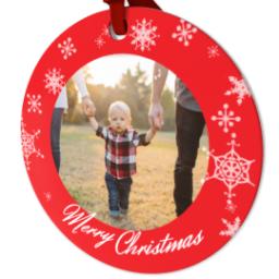 Thumbnail for Ceramic Round Photo Ornament with Wintery Red Christmas design 2
