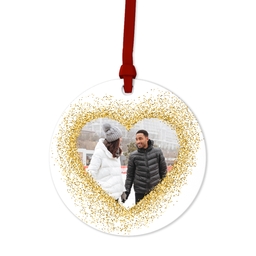 Ceramic Round Photo Ornament with Holiday Heart design