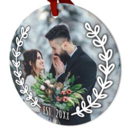 Thumbnail for Ceramic Round Photo Ornament with Simple Wreath design 2