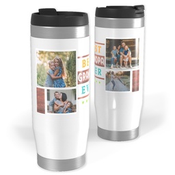 14oz Personalized Travel Tumbler with Best Grandpa Ever Collage design