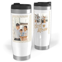14oz Personalized Travel Tumbler with Best Mom Chevron design